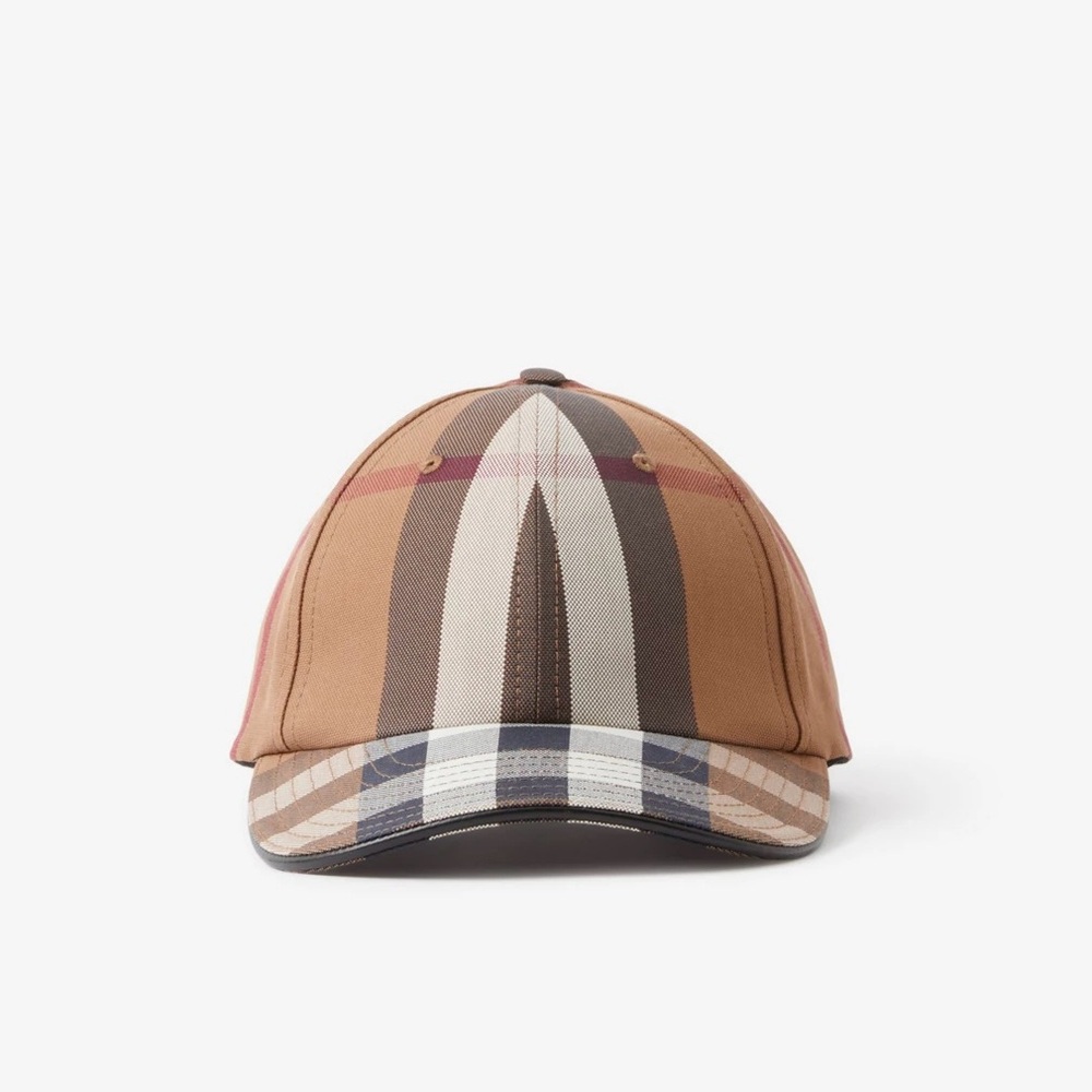 BURBERRY LOGO  DETAIL EXAGGERATED CHECK COTTON BASEBALL CAP